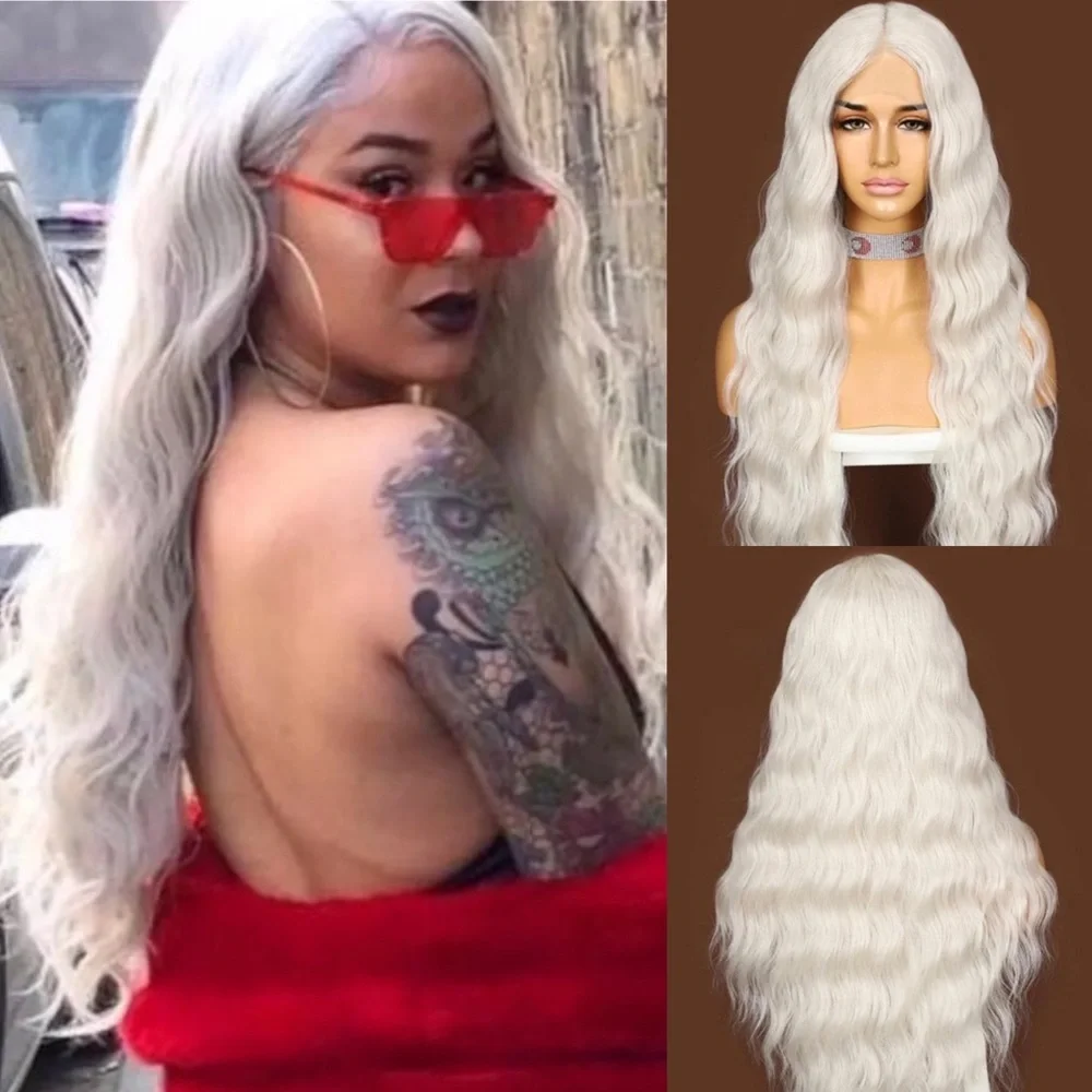 ASNI 22”  WHITE BLONDE WAVY  Lace Front Wig *NEW*